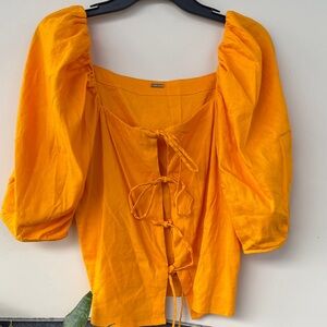 Cult Gaia Orange Puff Sleeve Blouse